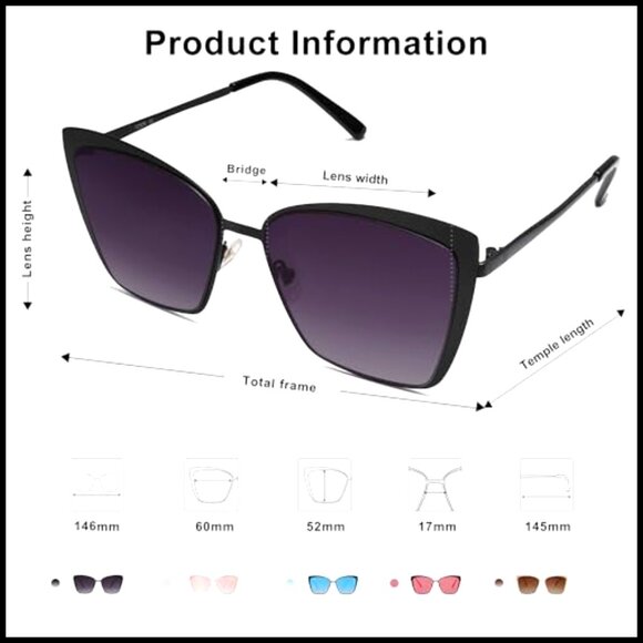 Metal Frame Cateye Sunglasses with Mirrored Lens UV400 Protection main image 2
